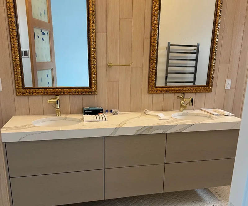 Newly Installed Luxury Bathroom Vanity With Floating Cabinets