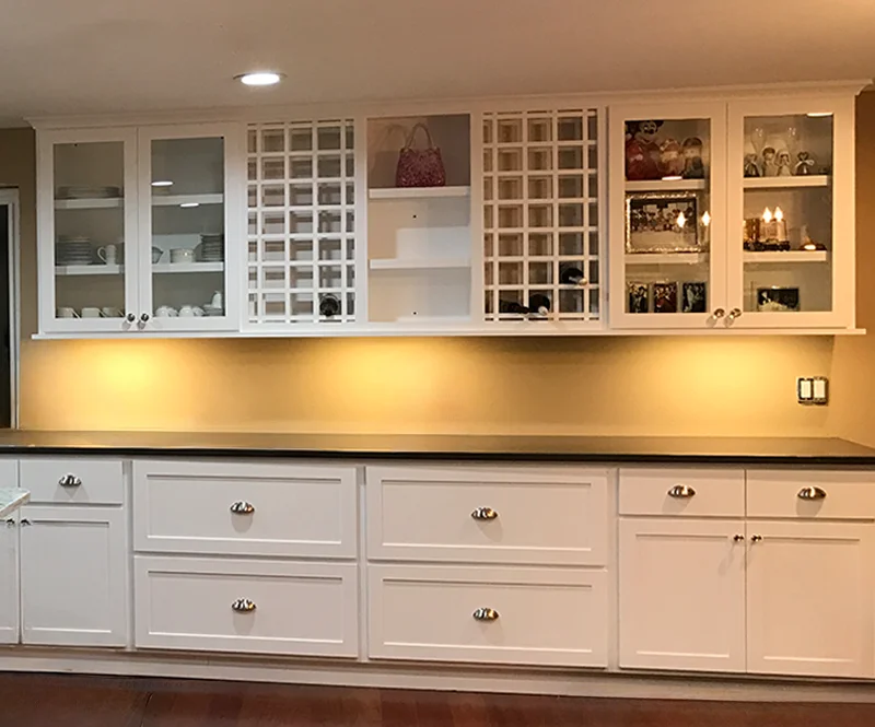 White Kitchen Cabinets With Glass Doors And Wine Racks